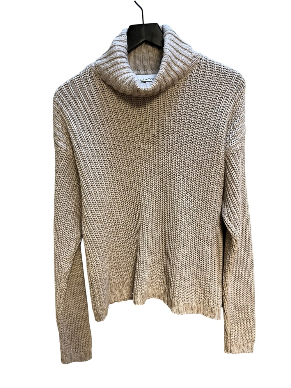 Jay Jacobs vintage fisherman knit Chunky Turtleneck Sweater in Beige size L